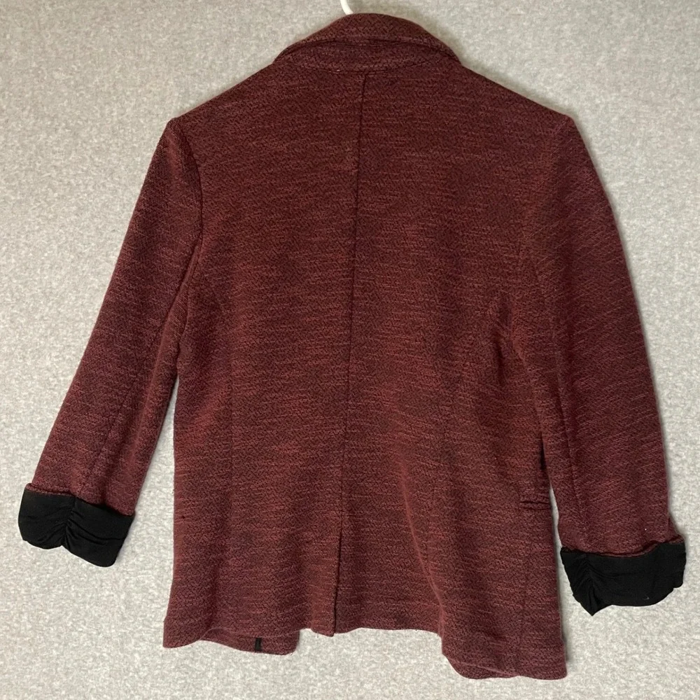 Skies Are Blue‎ Burgundy Blazer Jacket Womens Size S Open Front Business Casual